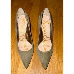 Sam Edelman Danna Suede Olive Green Pointed Toe‎ Stiletto Heels Pumps Size 6.5